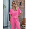 Ekouaer Pajama Sets Womens 2 Piece Short Sleeve Long Pants Pjs Lounge Set(Rose Pink)