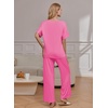 Ekouaer Pajama Sets Womens 2 Piece Short Sleeve Long Pants Pjs Lounge Set(Rose Pink)