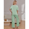 Ekouaer Pajama Sets Womens 2 Piece Short Sleeve Long Pants Pjs Lounge Set(Sage Green)