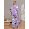 Ekouaer Pajama Sets Womens 2 Piece Short Sleeve Long Pants Pjs Lounge Set(Tie Dye Purple)