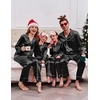 Ekouaer Pajamas for Family Satin Long Sleeve Pjs Button Down Lounge Set(Black)