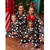 Ekouaer Pajamas for Family Satin Long Sleeve Pjs Button Down Lounge Set(Black Christmas Santa)