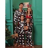Ekouaer Pajamas for Family Satin Long Sleeve Pjs Button Down Lounge Set(Black Christmas Santa)