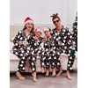 Ekouaer Pajamas for Family Satin Long Sleeve Pjs Button Down Lounge Set(Black Christmas Santa)