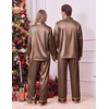 Ekouaer Pajamas for Family Satin Long Sleeve Pjs Button Down Lounge Set(Brown)