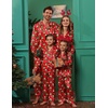 Ekouaer Pajamas for Family Satin Long Sleeve Pjs Button Down Lounge Set(Christmas Santa)