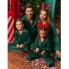 Ekouaer Pajamas for Family Satin Long Sleeve Pjs Button Down Lounge Set(Deep Green)