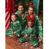 Ekouaer Pajamas for Family Satin Long Sleeve Pjs Button Down Lounge Set(Green Christmas Gingerbread)