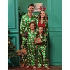 Ekouaer Pajamas for Family Satin Long Sleeve Pjs Button Down Lounge Set(Green Christmas Santa)