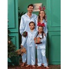 Ekouaer Pajamas for Family Satin Long Sleeve Pjs Button Down Lounge Set(Light Blue)
