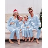 Ekouaer Pajamas for Family Satin Long Sleeve Pjs Button Down Lounge Set(Light Blue)