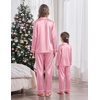 Ekouaer Pajamas for Family Satin Long Sleeve Pjs Button Down Lounge Set(Pink)