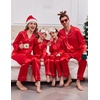 Ekouaer Pajamas for Family Satin Long Sleeve Pjs Button Down Lounge Set(Red)
