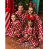 Ekouaer Pajamas for Family Satin Long Sleeve Pjs Button Down Lounge Set(Red Christmas Gingerbread)