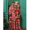 Ekouaer Pajamas for Family Satin Long Sleeve Pjs Button Down Lounge Set(Red Christmas Santa)
