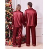 Ekouaer Pajamas for Family Satin Long Sleeve Pjs Button Down Lounge Set(Wine Red)
