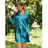 Ekouaer Satin Nightgowns for Women Silk Sleep Shirts Button Down Sleepwear(Blue Green)