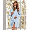 Ekouaer Satin Nightgowns for Women Silk Sleep Shirts Button Down Sleepwear(Blue Stripe)