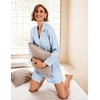 Ekouaer Satin Nightgowns for Women Silk Sleep Shirts Button Down Sleepwear(Blue Stripe)