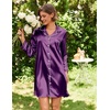 Ekouaer Satin Nightgowns for Women Silk Sleep Shirts Button Down Sleepwear(Deep Purple)