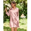 Ekouaer Satin Nightgowns for Women Silk Sleep Shirts Button Down Sleepwear(Dusty Pink)