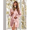 Ekouaer Satin Nightgowns for Women Silk Sleep Shirts Button Down Sleepwear(Dusty Pink)