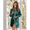 Ekouaer Satin Nightgowns for Women Silk Sleep Shirts Button Down Sleepwear(Lake Green)