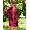 Ekouaer Satin Nightgowns for Women Silk Sleep Shirts Button Down Sleepwear(Wine Red)