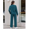 Ekouaer Two Piece Sets for Women Mock Neck Lounge Sets Travel Outfits 2026(Blue Green)