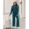 Ekouaer Two Piece Sets for Women Mock Neck Lounge Sets Travel Outfits 2026(Blue Green)