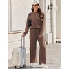 Ekouaer Two Piece Sets for Women Mock Neck Lounge Sets Travel Outfits 2026(Brown)