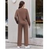 Ekouaer Two Piece Sets for Women Mock Neck Lounge Sets Travel Outfits 2026(Brown)
