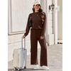 Ekouaer Two Piece Sets for Women Mock Neck Lounge Sets Travel Outfits 2026(Chestnut Brown)