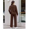 Ekouaer Two Piece Sets for Women Mock Neck Lounge Sets Travel Outfits 2026(Chestnut Brown)