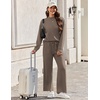 Ekouaer Two Piece Sets for Women Mock Neck Lounge Sets Travel Outfits 2026(Dark Grey)