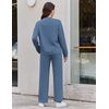 Ekouaer Two Piece Sets for Women Mock Neck Lounge Sets Travel Outfits 2026(Grey Blue)