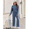 Ekouaer Two Piece Sets for Women Mock Neck Lounge Sets Travel Outfits 2026(Grey Blue)