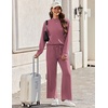 Ekouaer Two Piece Sets for Women Mock Neck Lounge Sets Travel Outfits 2026(Purple Red)