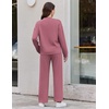 Ekouaer Two Piece Sets for Women Mock Neck Lounge Sets Travel Outfits 2026(Purple Red)