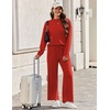 Ekouaer Two Piece Sets for Women Mock Neck Lounge Sets Travel Outfits 2026(Red)