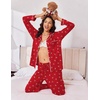 Ekouaer Women Christmas Pajama Long Sleeve Button Up Loungewear Striped Pjs(Bow Red)