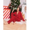 Ekouaer Women Christmas Pajama Long Sleeve Button Up Loungewear Striped Pjs(Bow Red)