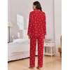 Ekouaer Women Christmas Pajama Long Sleeve Button Up Loungewear Striped Pjs(Bow Red)