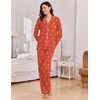 Ekouaer Women Christmas Pajama Long Sleeve Button Up Loungewear Striped Pjs(Bow Red Striped)
