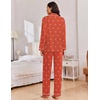 Ekouaer Women Christmas Pajama Long Sleeve Button Up Loungewear Striped Pjs(Bow Red Striped)