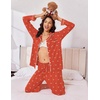 Ekouaer Women Christmas Pajama Long Sleeve Button Up Loungewear Striped Pjs(Bow Red Striped)