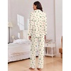 Ekouaer Women Christmas Pajama Long Sleeve Button Up Loungewear Striped Pjs(Christmas Apricot Pattern)