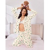 Ekouaer Women Christmas Pajama Long Sleeve Button Up Loungewear Striped Pjs(Christmas Apricot Pattern)