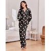 Ekouaer Women Christmas Pajama Long Sleeve Button Up Loungewear Striped Pjs(Christmas Black Santa Claus)