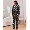 Ekouaer Women Christmas Pajama Long Sleeve Button Up Loungewear Striped Pjs(Christmas Black Santa Claus)